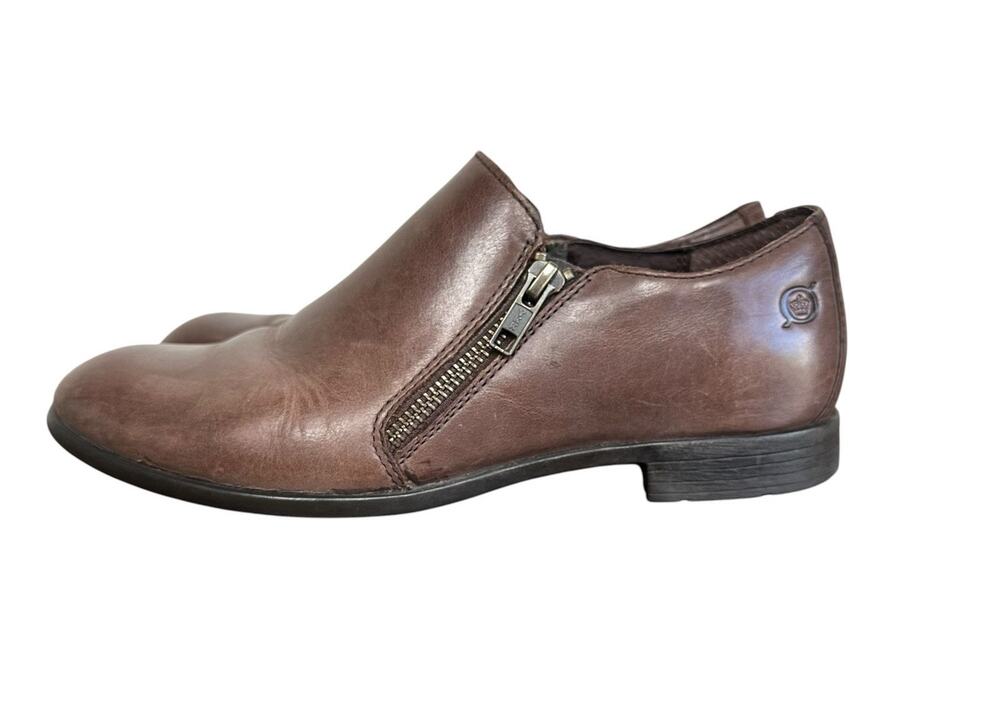 Born Women's Distressed Brown Leather Double Zip Ankle Booties D74023 Size 7.5M